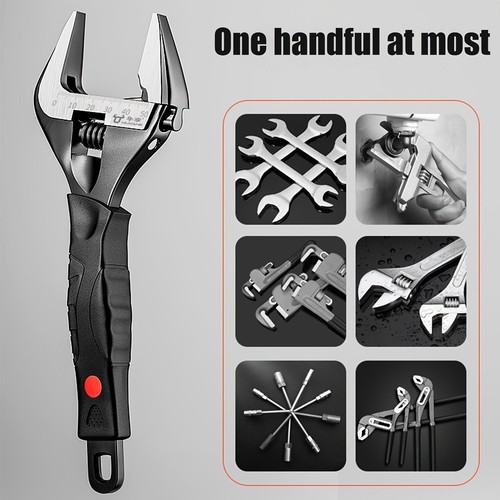 Wide mouth adjustable wrench - mouth,