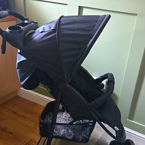 Black single folding pushchair - black,