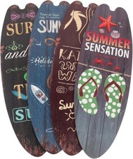 Operitacx 4Pcs Wooden Surfboard Wall Decor Summer Beach Decorations A 