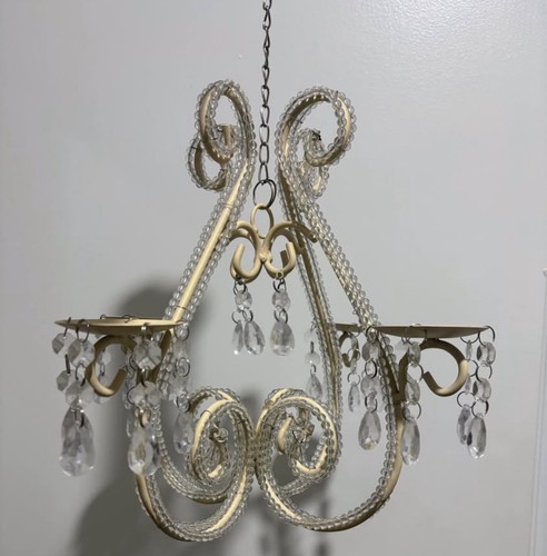 Vintage metal beaded candle - metal,