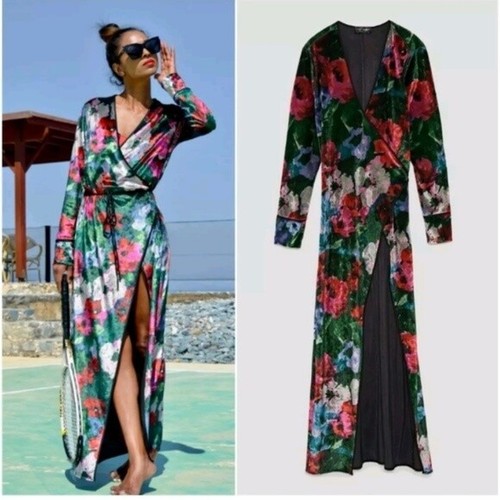 Zara green velvet - velvet, maxi