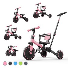 Besrey Toddler Tricycle with Push Handle for Girl/Boy,Kids Trike Bicycles,Pink
