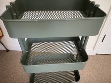 Used IKEA RÅSKOG Trolley Kitchen Utensils Desk Accessories in Green 28x38x61cm