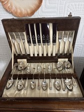 Vintage 24pc Stainless Nickel Cutlery Canteen