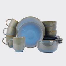 16pc Reactive Glaze Blue Dinner Set
