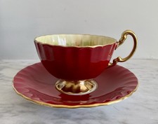 Aynsley Orchard Gold Red Tea Cup And Saucer Beautiful 