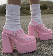 Sugar Thrillz Pink Diamante Crystal Platform Heels Clogs UK 5 US 7 Sold Out 