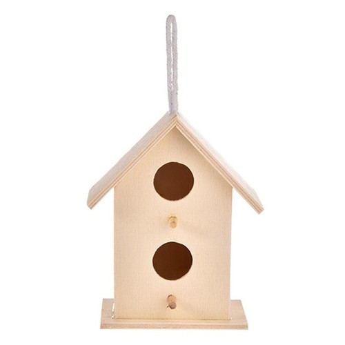 Double hole wooden bird box - hole,