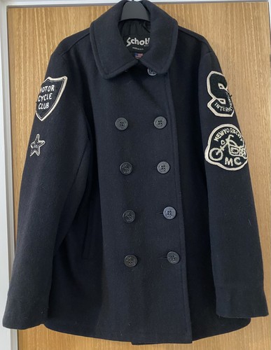 Black schott nyc wool peacoat - schott,