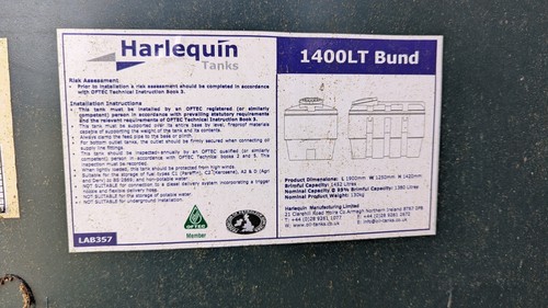 Harlequin 1400lt bunded oil - harlequin,