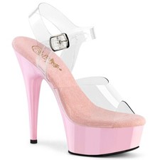 Clear Pink High Heels Bridesmaid Wedding Prom Dance Quinceanera Peep Toe Shoes