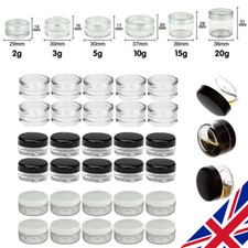 2g-20g Clear Plastic Sample Travel Jar Container Round Cosmetic Makeup Pot UK