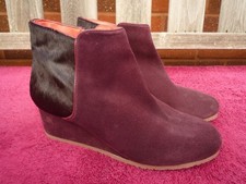 White Stuff Issy Wedge Ankle Boots Dark Claret Red Size 7 / 40 .