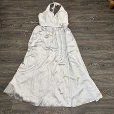 White X Vera Wang V-Neck Formal Gown Sz 16 Sleeveless Gray Maxi Weddings Holiday