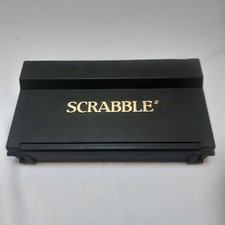 Vintage Travel Scrabble in Hard Plastic Box missing 2 tiles and rack