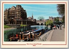 Bath Somerset Postcard River Avon Grand Parade Canal Boats 
