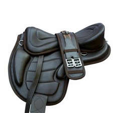 SOFT LEATHER TREELESS HORSE SADDLE BLACK & BROWN COLOR FIT TO (16"-18") SEATSIZE