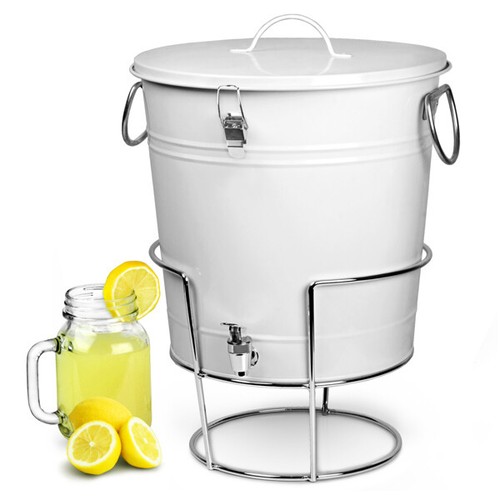 White enamel bucket large - bucket,