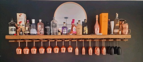 Oak bar shelf handmade drinks - shelf,