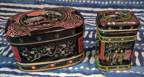 Vintage tin tea caddy - vintage,