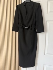 Karen Millen Black Structured Crepe Forever Midi Dress Size 8