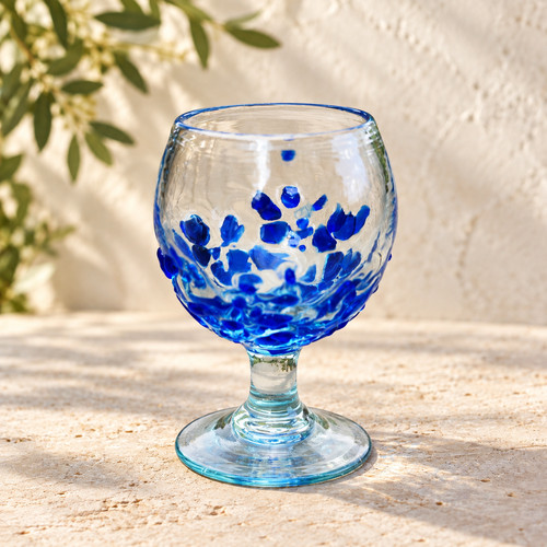 Handmade blue art glass - handmade, goblet