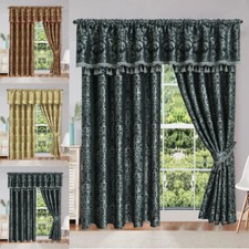 Luxury Style Jacquard Ready Made Fully Lined Pencil Pleat Georgia Curtains Pair