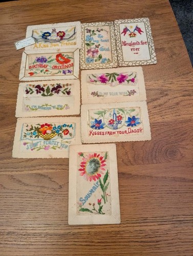 Lot ww1 embroidered silk - lot,