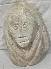 Romanesque Antique Carved Stone Head Bust Of Telesphorus