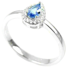 Silver Ring Blue Tanzanite Genuine Natural Gem Solid Sterling Size R 1/2  US 9