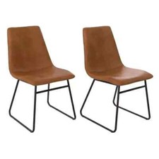 Set of 2 Faux Leather Dining Chairs Metal Legs Reception Restaurant Chairs