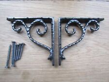 PAIR of TEXTURED SCROLL Cast iron antique Rustic vintage shelf brackets AI