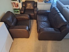 Brown leather 3 piece suite