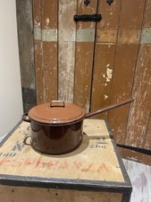 Vintage Brown Enamel Saucepan