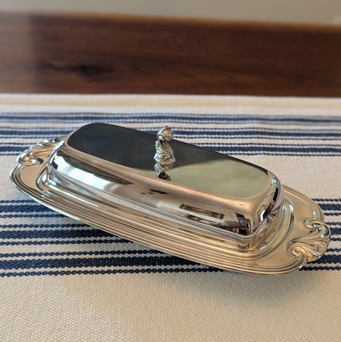 Silver plate butter dish with - dish,
