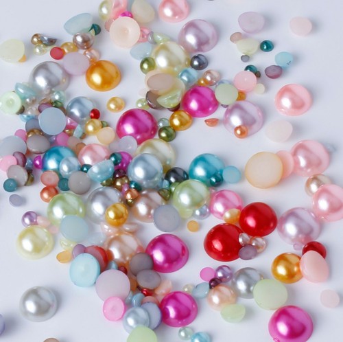 Flat back mixed colours pearl - flat,