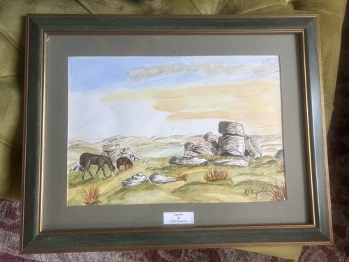 Fox tor watercolour framed - watercolour.,