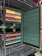 Over 335 Original Paulson Poker Chips with Hat & Cane Motif in Leather Case RARE!!