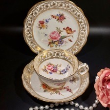 Antique Hammersley Bone China Tea Trio Painted Dresden Sprays 12763 c.1910 #8