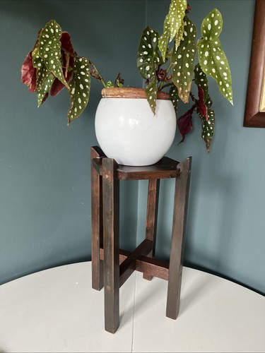 Vintage small oak plant - vintage, stand