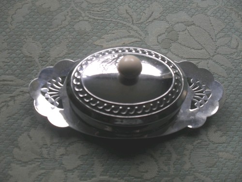 Vintage art deco chrome oval - vintage,
