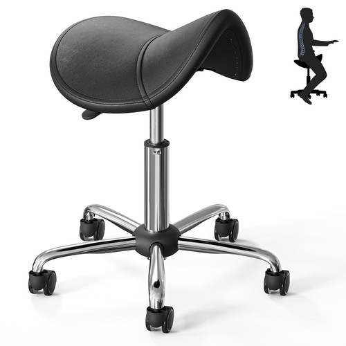 Saddle rolling stool hold - rolling, up