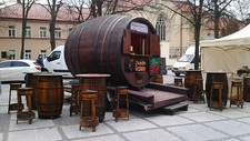 Large drinking barrow, real oak barrow, mulled wine mobile bar, Glühwein
