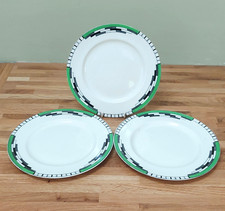 Vintage Alfred Meakin Set of 3 Art Deco Verdi Medina Shape Plates 20cms