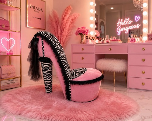 High heel shoe chair y2k - heel, zebra
