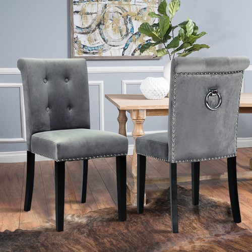 Grey velvet pull door - grey,