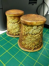 Vintage Quantock Pottery Simonsbath Earthenware Kitchen Salt & Pepper Cruet