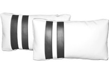 2 White & Black Faux Leather