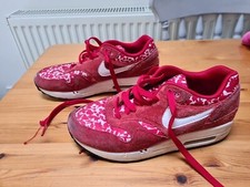 Nike Air Max 1 Liberty UK 4 Sport Red Trainers Shoes Womens Retro Sneakers