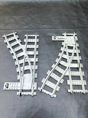 Lego grey train tracks points - lego,
